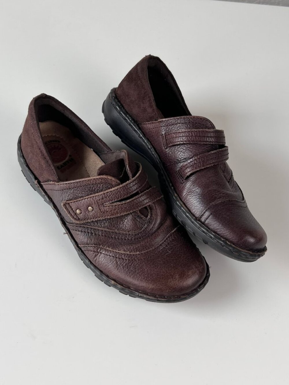 EARTH SPIRIT Brown Leather Loafers Shoes size 6.5